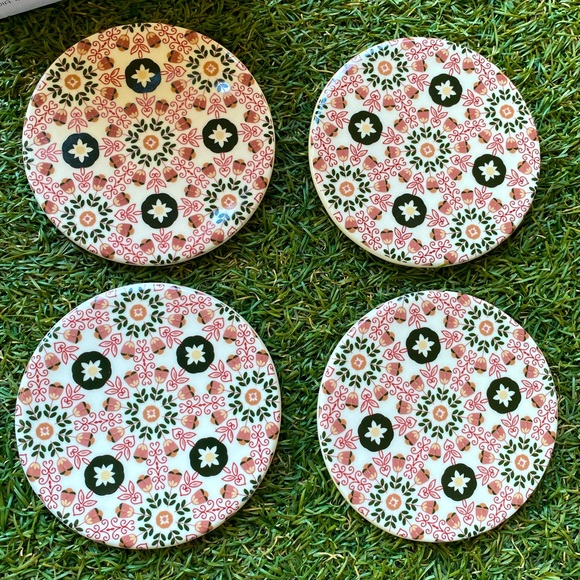 Chic and Tonic set of 4 round coasters 4in/10cm Moroccan/floral print - Picture 1 of 6